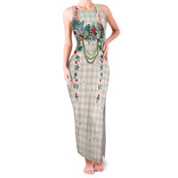 Brown Hawaiian Palaka Family Matching Tank Maxi Dress and Hawaiian Shirt Kukui Nut Money Lei LT9 Mom's Dress Brown - Polynesian Pride