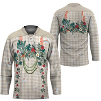 Brown Hawaiian Palaka Hockey Jersey Kukui Nut Money Lei - Polynesian Pride