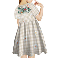 Brown Hawaiian Palaka Kid Short Sleeve Dress Kukui Nut Money Lei - Polynesian Pride