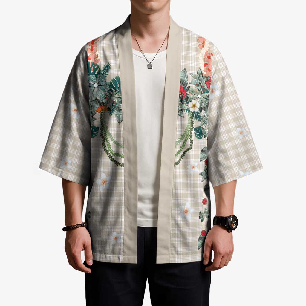 Brown Hawaiian Palaka Kimono Kukui Nut Money Lei LT9 - Polynesian Pride