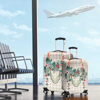 Brown Hawaiian Palaka Luggage Cover Kukui Nut Money Lei - Polynesian Pride