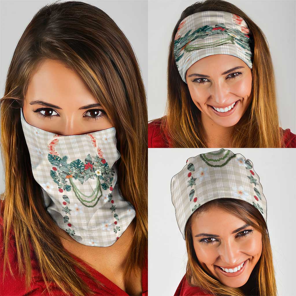 Brown Hawaiian Palaka Neck Gaiter Kukui Nut Money Lei - Polynesian Pride