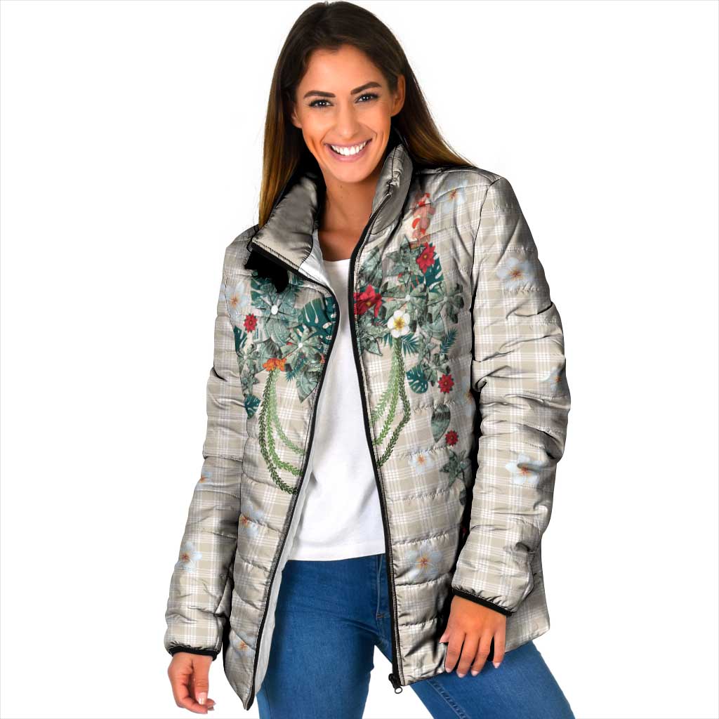 Brown Hawaiian Palaka Padded Jacket Kukui Nut Money Lei - Polynesian Pride