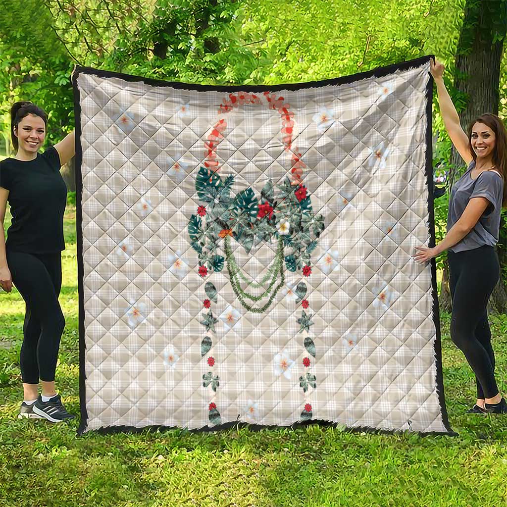 Brown Hawaiian Palaka Quilt Kukui Nut Money Lei LT9 - Polynesian Pride