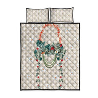 Brown Hawaiian Palaka Quilt Bed Set Kukui Nut Money Lei - Polynesian Pride