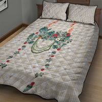 Brown Hawaiian Palaka Quilt Bed Set Kukui Nut Money Lei - Polynesian Pride