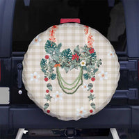Brown Hawaiian Palaka Spare Tire Cover Kukui Nut Money Lei - Polynesian Pride