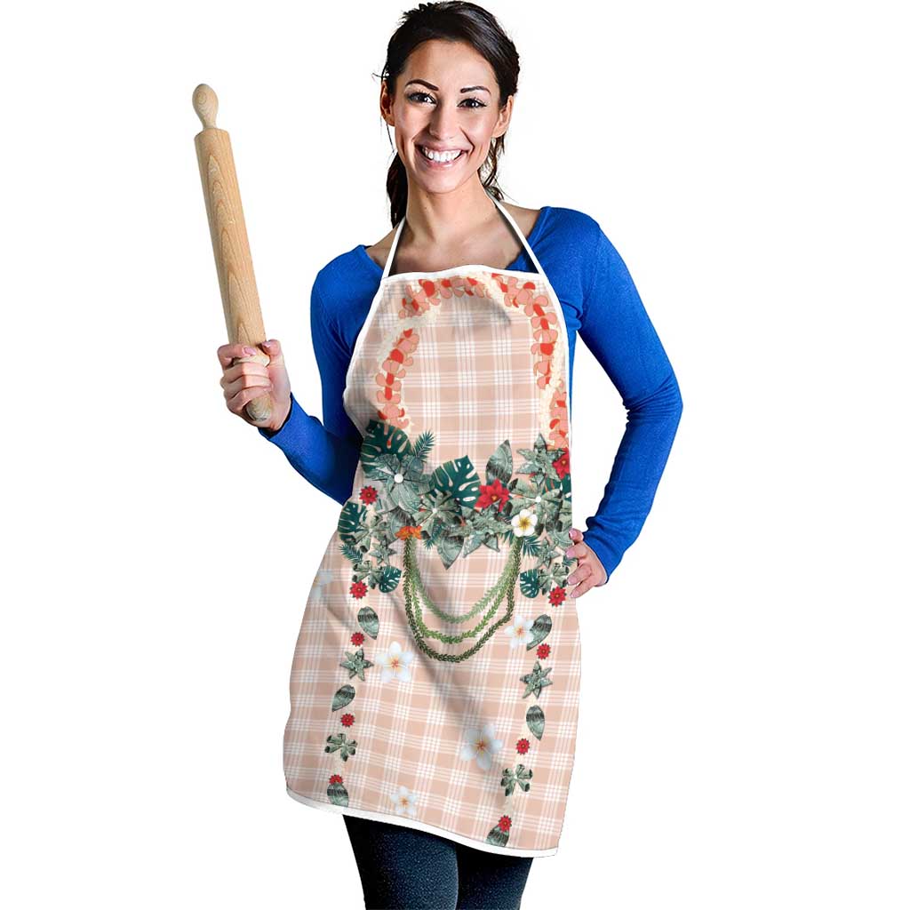 Peach Hawaiian Palaka Apron Kukui Nut Money Lei - Polynesian Pride