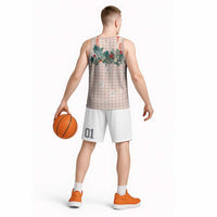 Peach Hawaiian Palaka Basketball Jersey Kukui Nut Money Lei LT9 - Polynesian Pride