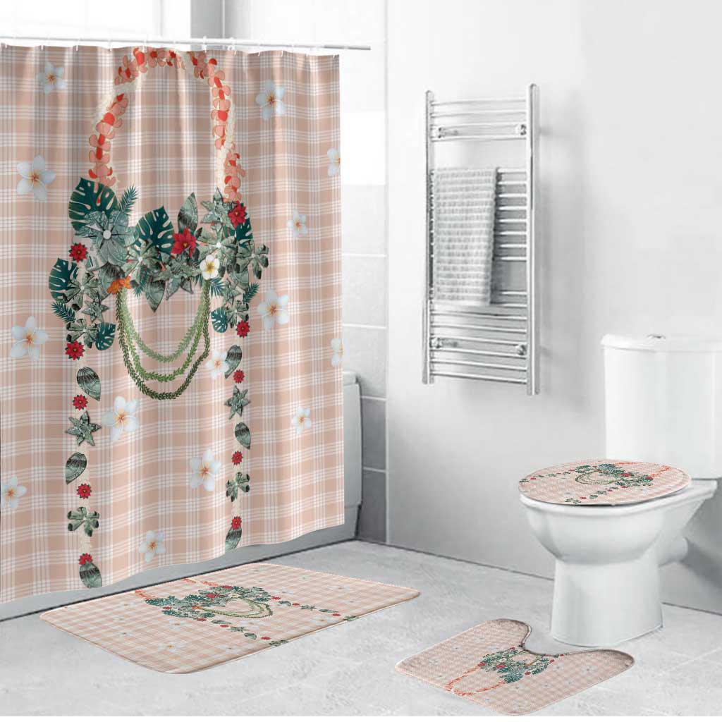 Peach Hawaiian Palaka Bathroom Set Kukui Nut Money Lei LT9 Bathroom Set (4 pcs) Peach - Polynesian Pride