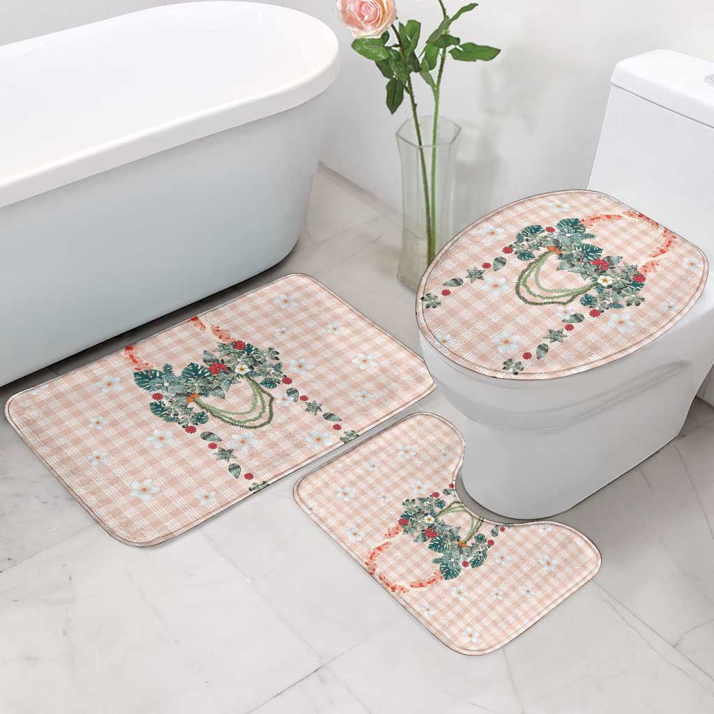 Peach Hawaiian Palaka Bathroom Set Kukui Nut Money Lei LT9 - Polynesian Pride