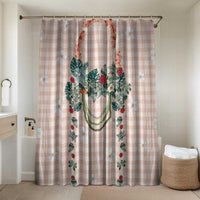 Peach Hawaiian Palaka Bathroom Set Kukui Nut Money Lei LT9 Shower Curtain Only Peach - Polynesian Pride
