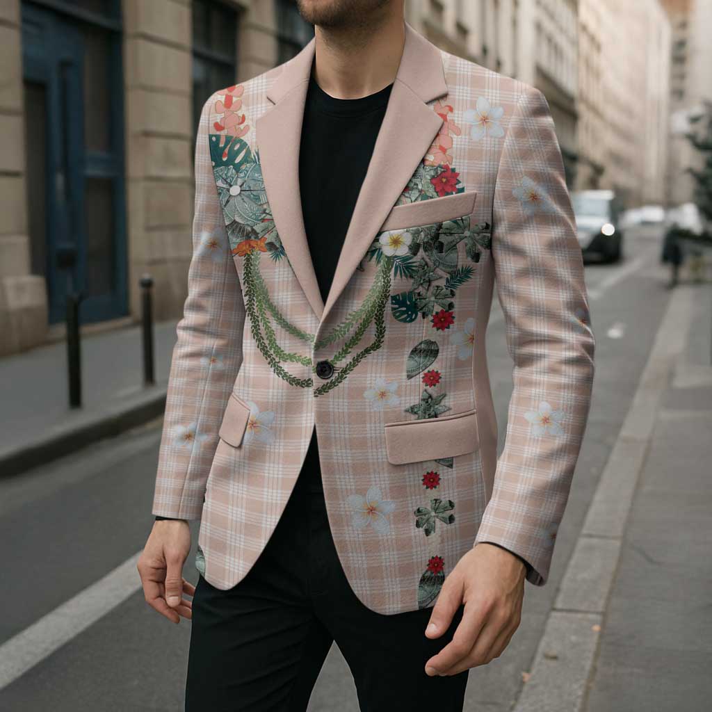 Peach Hawaiian Palaka Blazer Kukui Nut Money Lei - Polynesian Pride