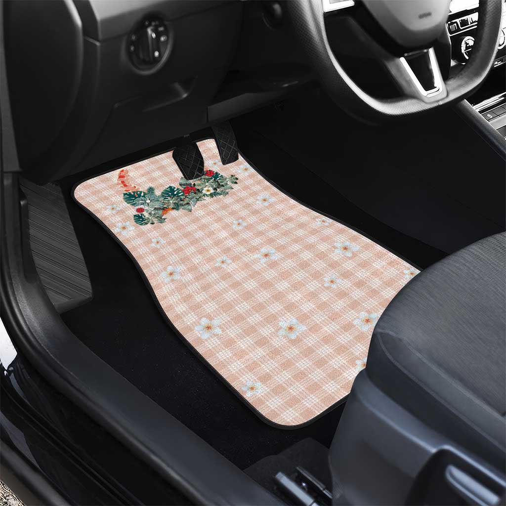 Peach Hawaiian Palaka Car Mats Kukui Nut Money Lei - Polynesian Pride