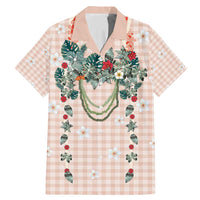 Peach Hawaiian Palaka Family Matching Mermaid Dress and Hawaiian Shirt Kukui Nut Money Lei LT9 Dad's Shirt - Short Sleeve Peach - Polynesian Pride