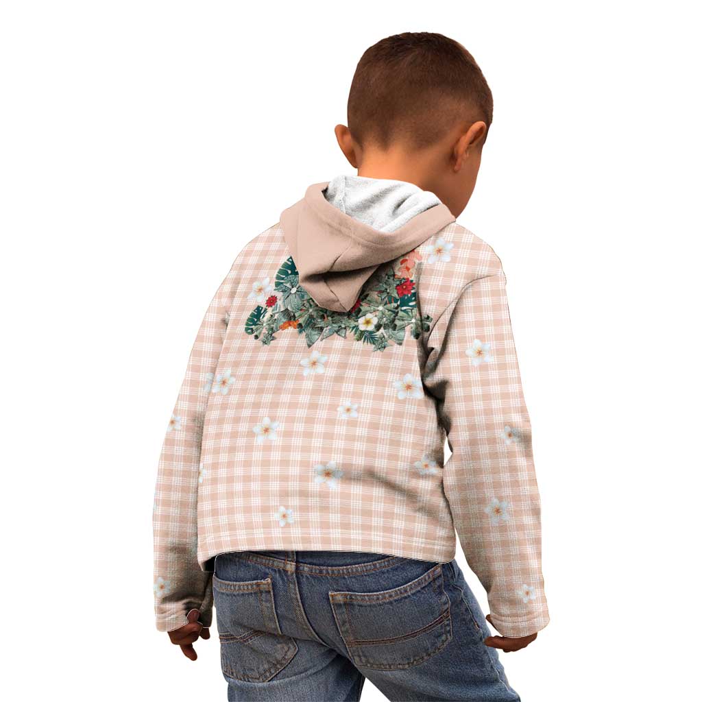 Peach Hawaiian Palaka Kid Hoodie Kukui Nut Money Lei - Polynesian Pride