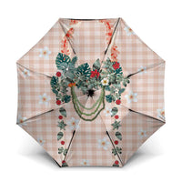 Peach Hawaiian Palaka Umbrella Kukui Nut Money Lei LT9 One Size Folded 11.42 inch Opened Diameter 37.4 inch Peach - Polynesian Pride
