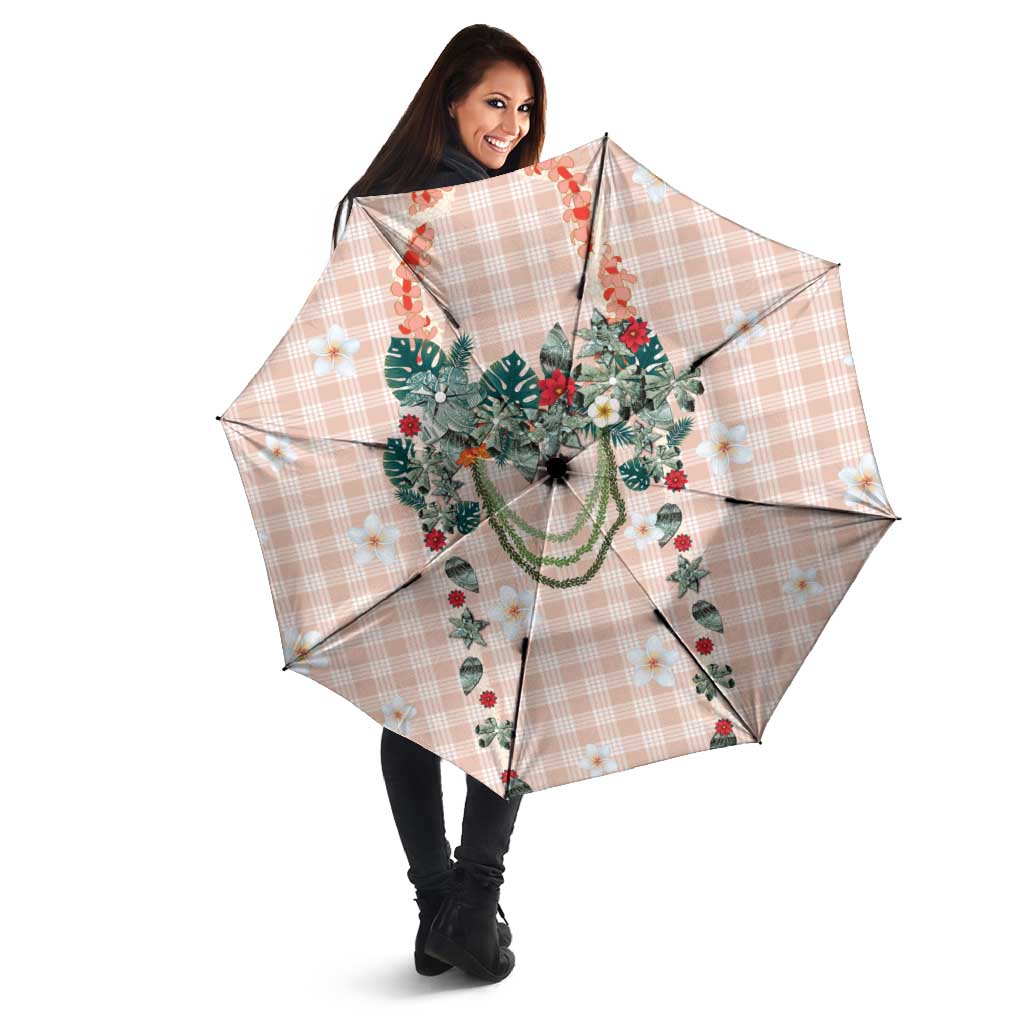 Peach Hawaiian Palaka Umbrella Kukui Nut Money Lei LT9 - Polynesian Pride