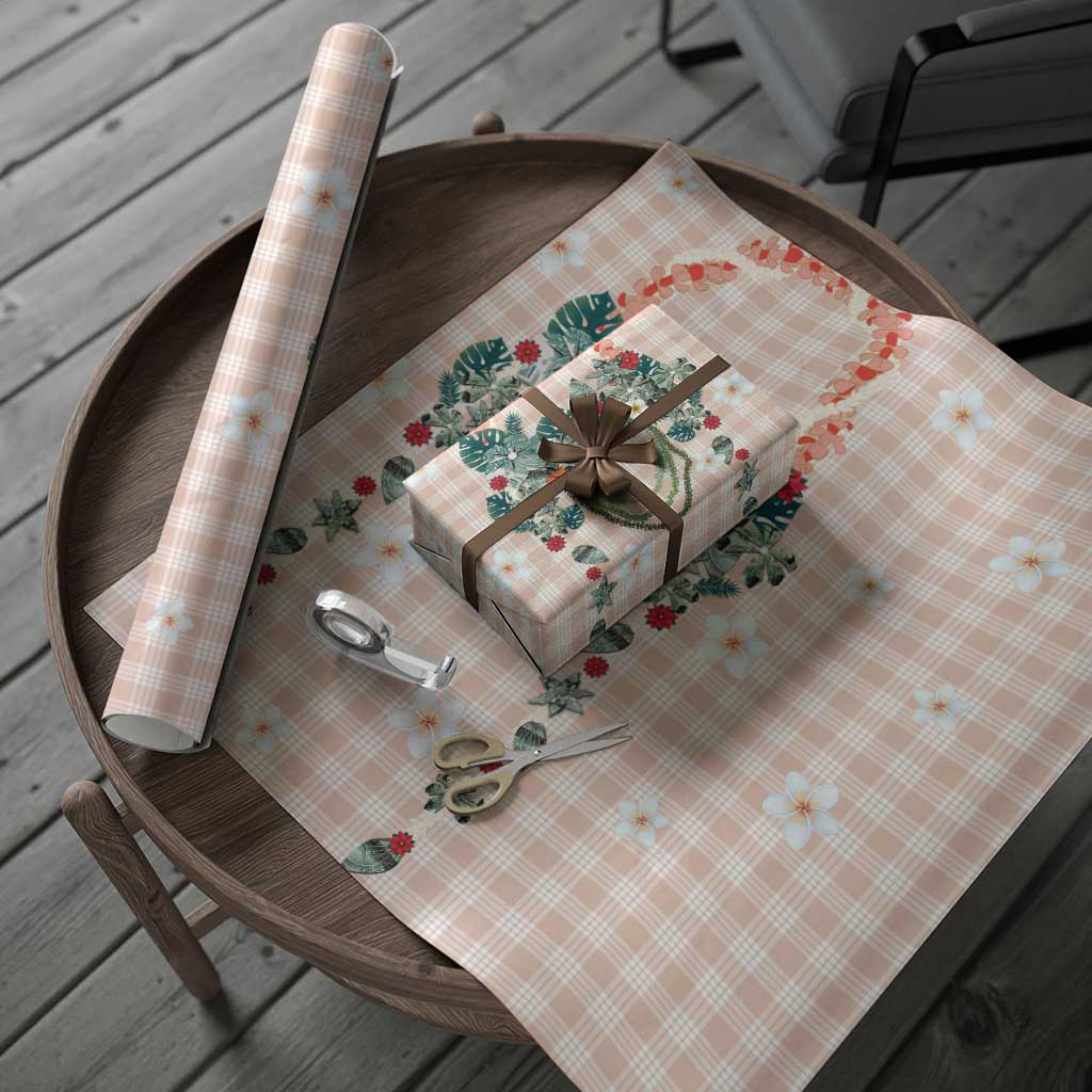 Peach Hawaiian Palaka Wrapping Paper Kukui Nut Money Lei - Polynesian Pride
