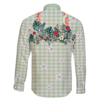 Sage Green Hawaiian Palaka Family Matching Long Sleeve Bodycon Dress and Hawaiian Shirt Kukui Nut Money Lei LT9 - Polynesian Pride