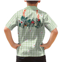 Sage Green Hawaiian Palaka Family Matching Mermaid Dress and Hawaiian Shirt Kukui Nut Money Lei LT9 - Polynesian Pride