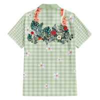 Sage Green Hawaiian Palaka Family Matching Short Sleeve Bodycon Dress and Hawaiian Shirt Kukui Nut Money Lei LT9 - Polynesian Pride