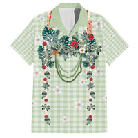 Sage Green Hawaiian Palaka Family Matching Summer Maxi Dress and Hawaiian Shirt Kukui Nut Money Lei LT9 Dad's Shirt - Short Sleeve Green - Polynesian Pride