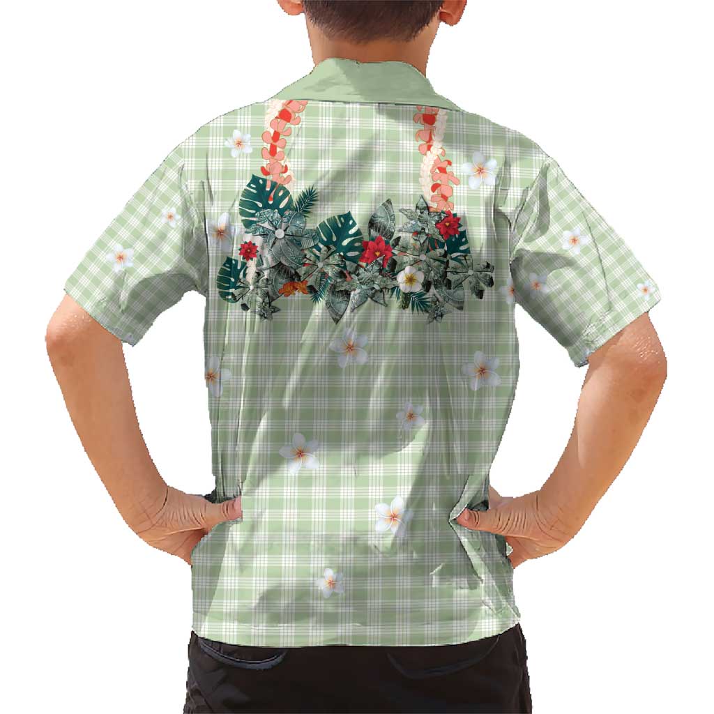 Sage Green Hawaiian Palaka Hawaiian Shirt Kukui Nut Money Lei - Polynesian Pride