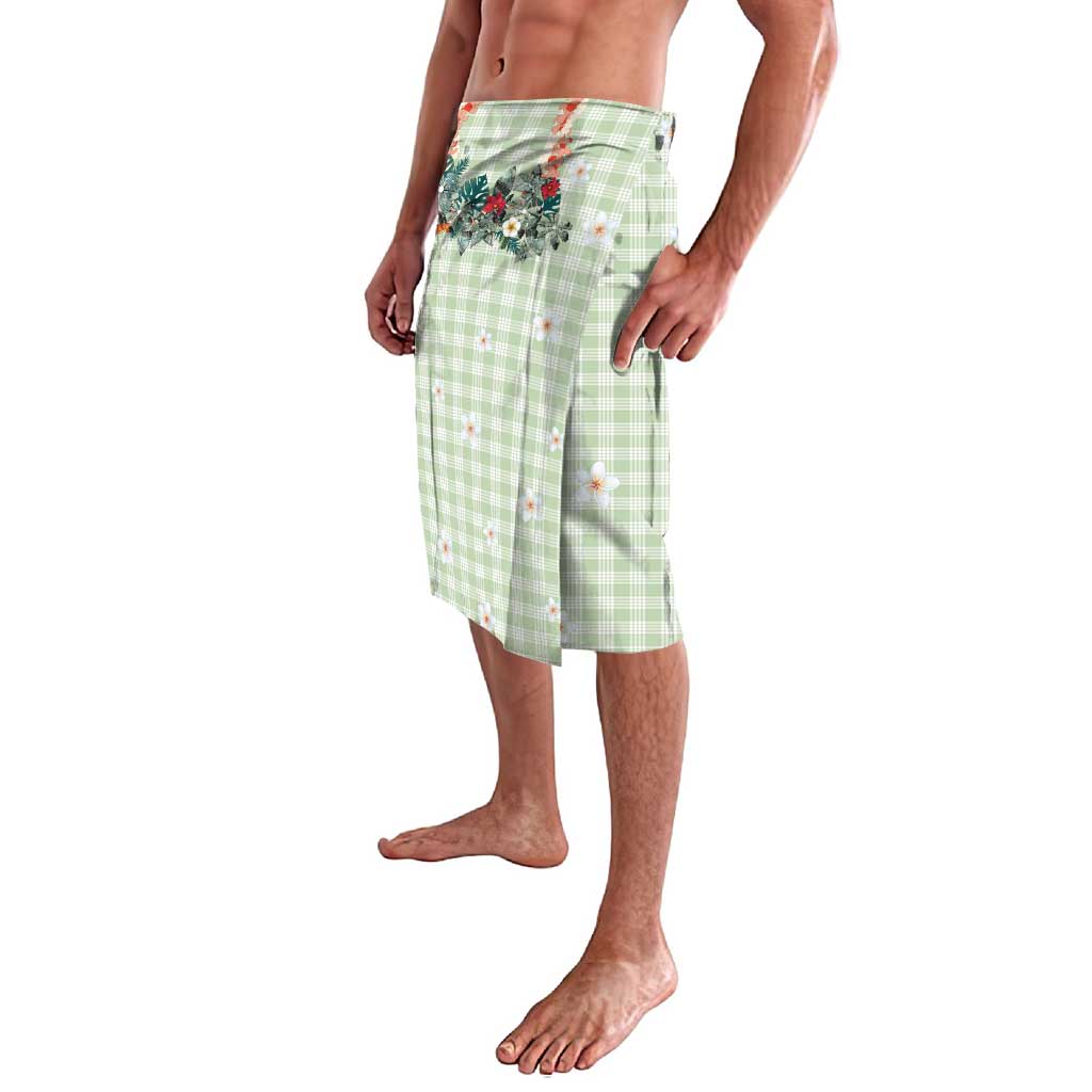 Sage Green Hawaiian Palaka Lavalava Kukui Nut Money Lei LT9 - Polynesian Pride