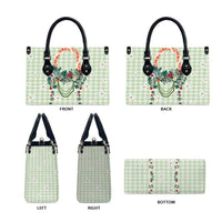 Sage Green Hawaiian Palaka Leather Bag Kukui Nut Money Lei - Polynesian Pride