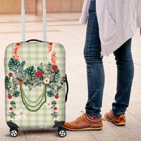 Sage Green Hawaiian Palaka Luggage Cover Kukui Nut Money Lei - Polynesian Pride
