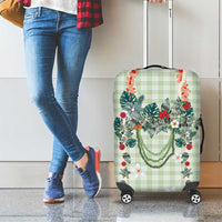 Sage Green Hawaiian Palaka Luggage Cover Kukui Nut Money Lei - Polynesian Pride