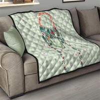 Sage Green Hawaiian Palaka Quilt Kukui Nut Money Lei - Polynesian Pride