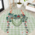 Sage Green Hawaiian Palaka Round Carpet Kukui Nut Money Lei - Polynesian Pride
