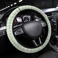 Sage Green Hawaiian Palaka Steering Wheel Cover Kukui Nut Money Lei - Polynesian Pride