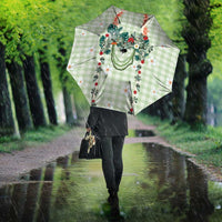 Sage Green Hawaiian Palaka Umbrella Kukui Nut Money Lei - Polynesian Pride