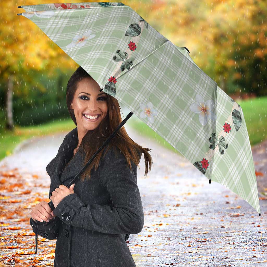 Sage Green Hawaiian Palaka Umbrella Kukui Nut Money Lei - Polynesian Pride