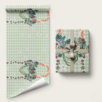 Sage Green Hawaiian Palaka Wrapping Paper Kukui Nut Money Lei LT9 58" × 23" Green - Polynesian Pride
