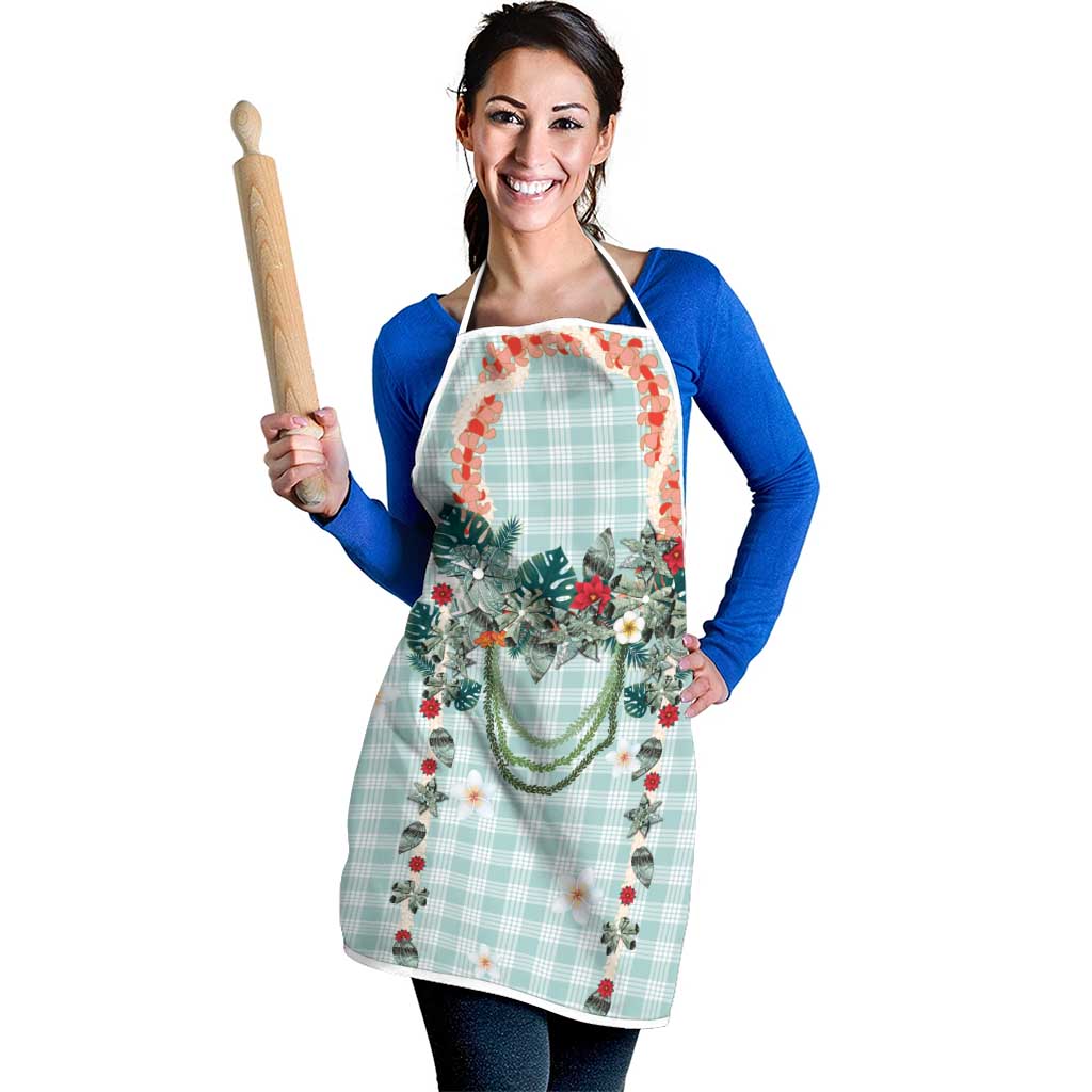 Turquoise Hawaiian Palaka Apron Kukui Nut Money Lei - Polynesian Pride