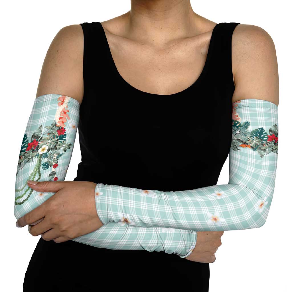 Turquoise Hawaiian Palaka Arm Sleeves Kukui Nut Money Lei - Polynesian Pride