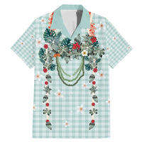 Turquoise Hawaiian Palaka Family Matching Mermaid Dress and Hawaiian Shirt Kukui Nut Money Lei LT9 Dad's Shirt - Short Sleeve Turquoise - Polynesian Pride