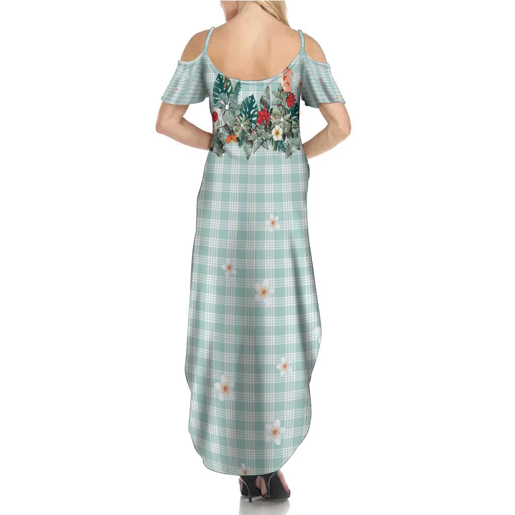 Turquoise Hawaiian Palaka Family Matching Summer Maxi Dress and Hawaiian Shirt Kukui Nut Money Lei LT9 - Polynesian Pride
