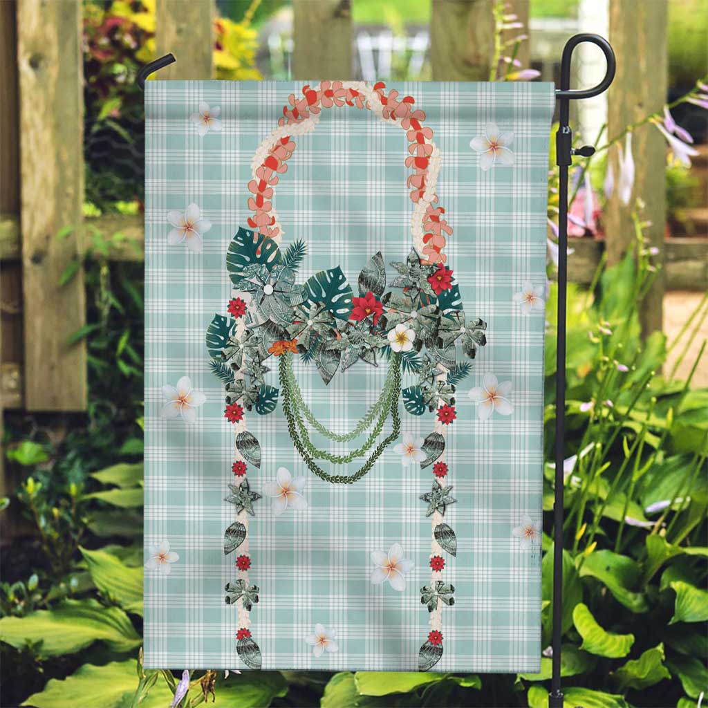 Turquoise Hawaiian Palaka Garden Flag Kukui Nut Money Lei - Polynesian Pride