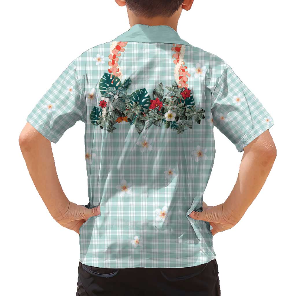 Turquoise Hawaiian Palaka Hawaiian Shirt Kukui Nut Money Lei - Polynesian Pride