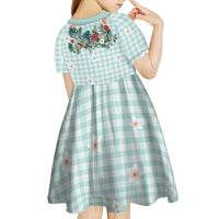 Turquoise Hawaiian Palaka Kid Short Sleeve Dress Kukui Nut Money Lei LT9 - Polynesian Pride