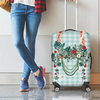 Turquoise Hawaiian Palaka Luggage Cover Kukui Nut Money Lei - Polynesian Pride