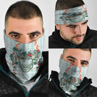 Turquoise Hawaiian Palaka Neck Gaiter Kukui Nut Money Lei - Polynesian Pride