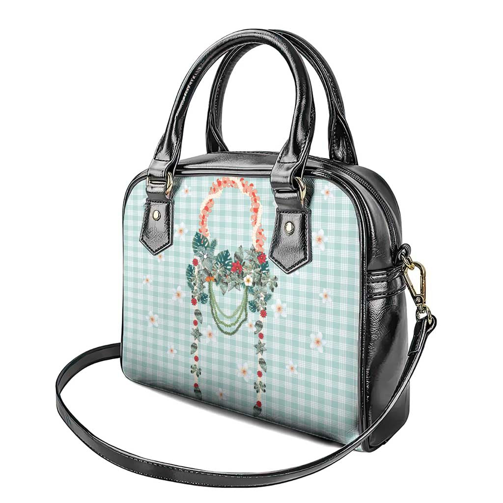 Turquoise Hawaiian Palaka Shoulder Handbag Kukui Nut Money Lei - Polynesian Pride