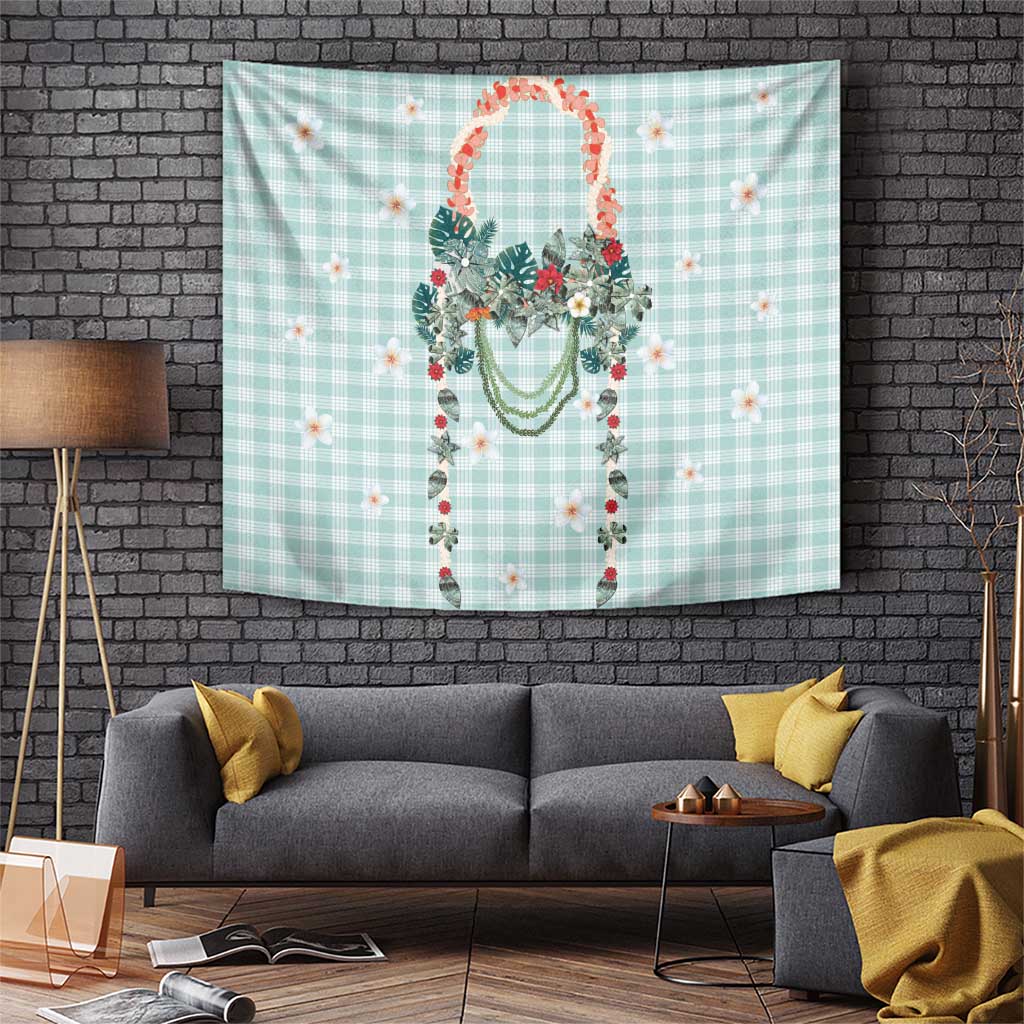 Turquoise Hawaiian Palaka Tapestry Kukui Nut Money Lei - Polynesian Pride