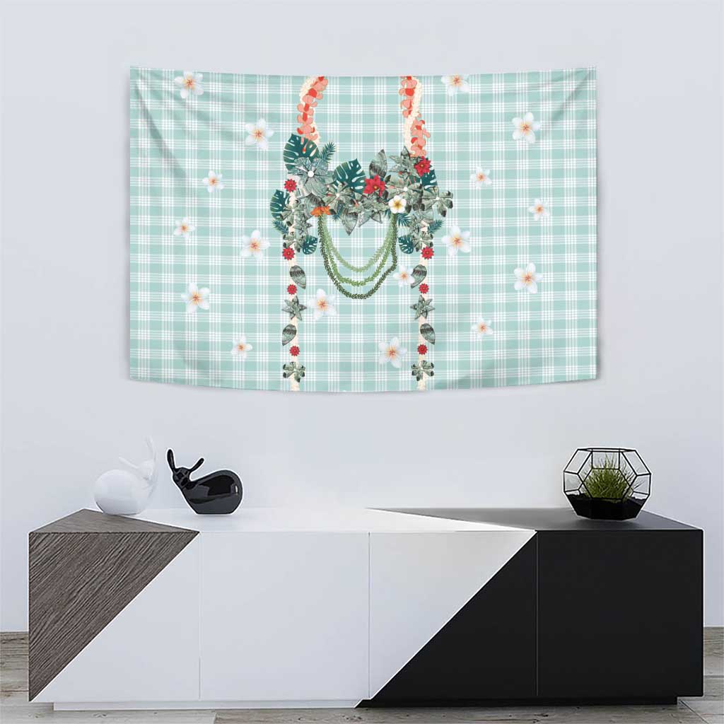 Turquoise Hawaiian Palaka Tapestry Kukui Nut Money Lei - Polynesian Pride